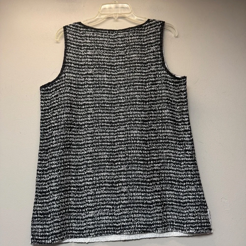 Chico's Travelers Crushed Tank Women Size 2 L 12/14 Black White NWT 570288663